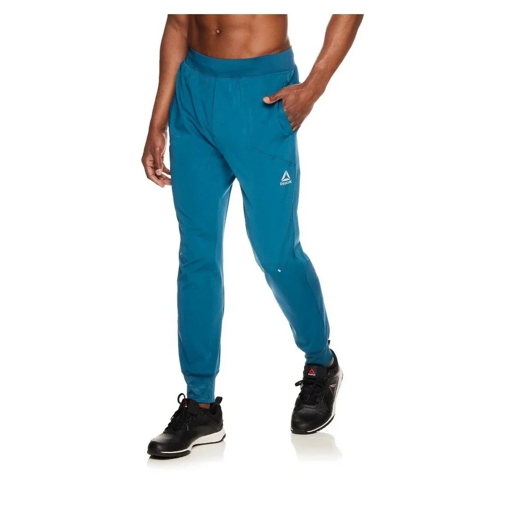 Reebok Distance Woven Jogger Pants Men 2XL Athletic Blue Coral Teal‎ Pockets NEW